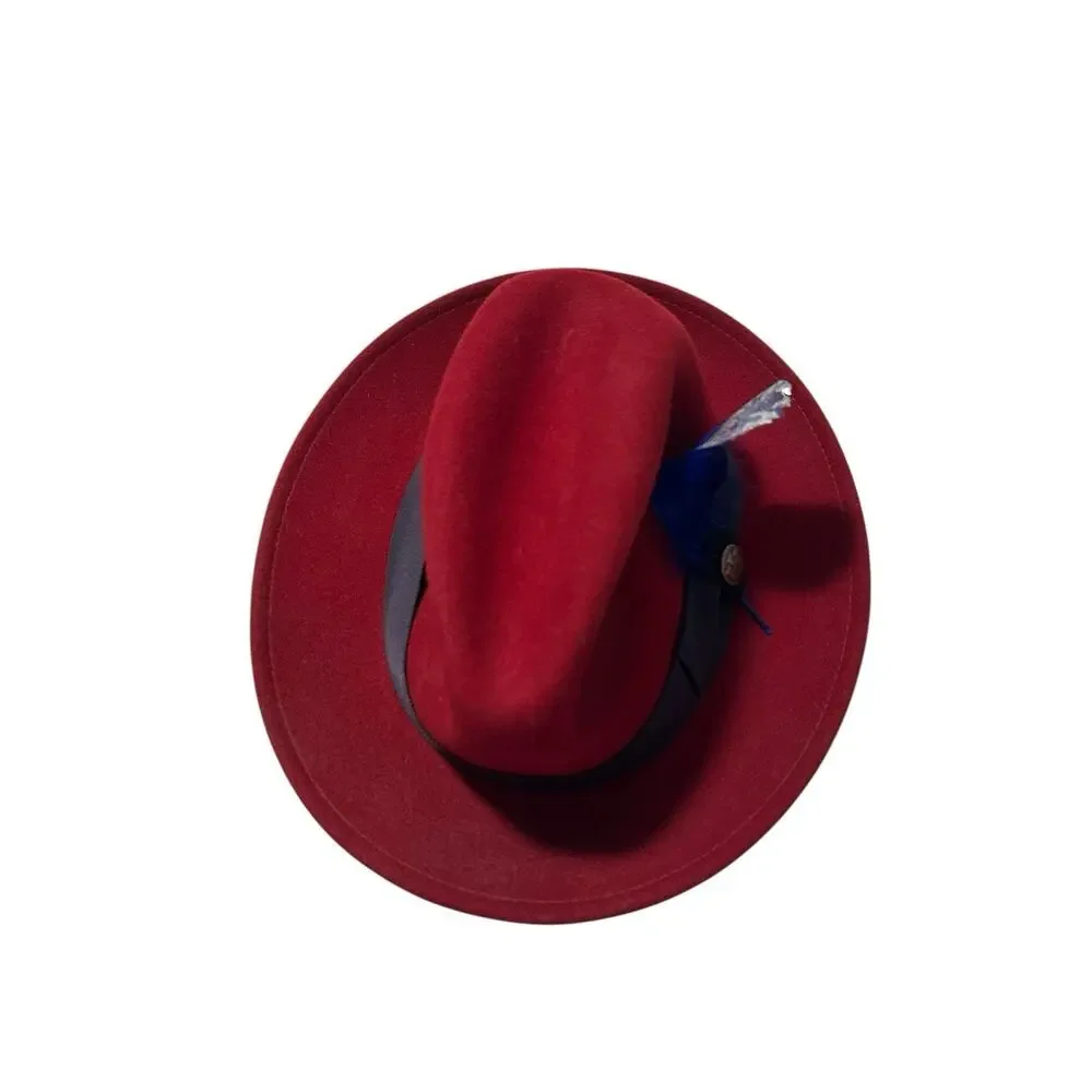 Goorin Bros. 100% Wool Red Classic Fedora Grosgrain Band Size Small